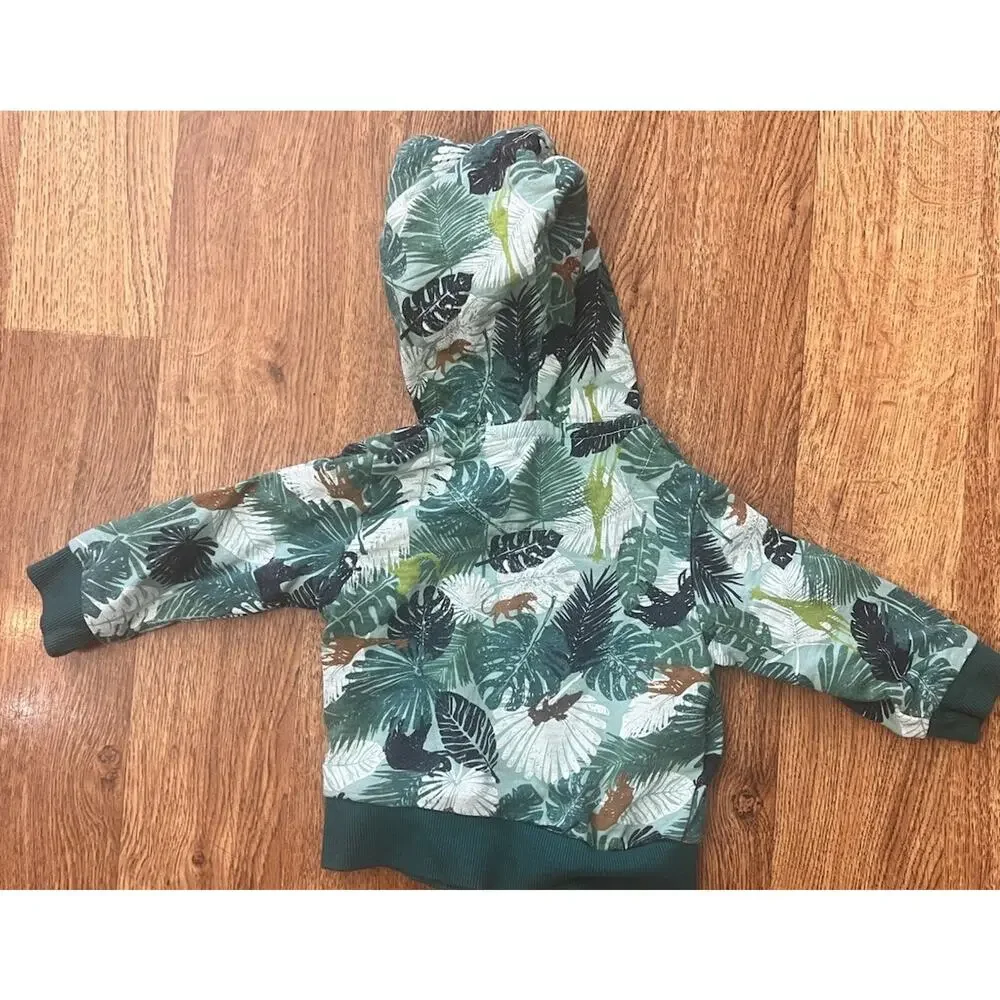 Boboli Infant Hoodie 6mo Jungle Leaf Monkey Jacket Zip Up New With Tags NWT